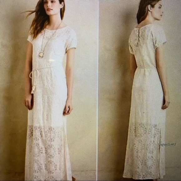 Anthropologie Lilka Bellflower Lace Maxi Dress Ivory XS - Picture 1 of 13